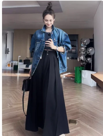 2号店【福袋】美洋MEIYANG【现货】竖琴百褶裙 黑色高腰半身裙