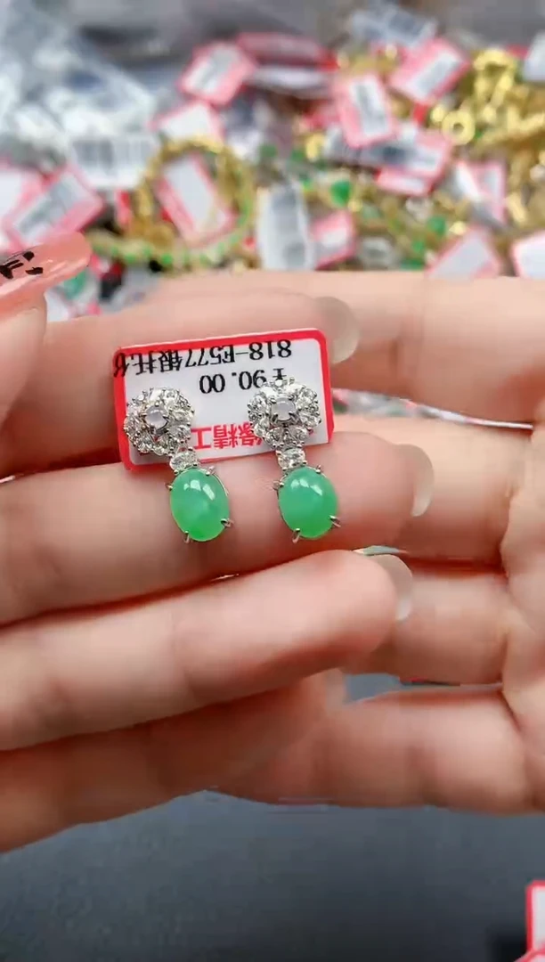 银S925镶嵌戒指翡翠天然A货缅甸翡翠