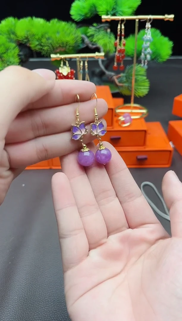 玛瑙/玉髓耳饰银S925镶嵌421