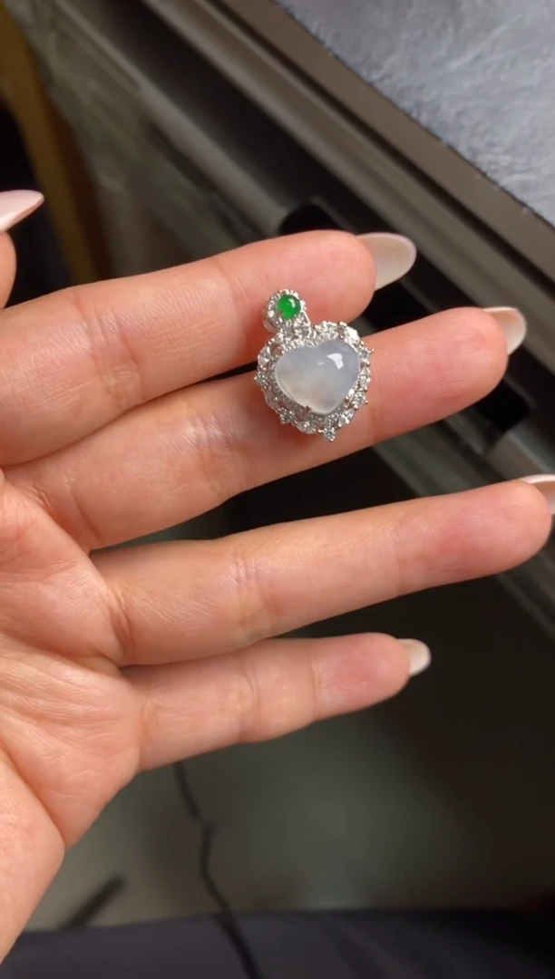 银S925镶嵌戒指翡翠天然A货翡翠