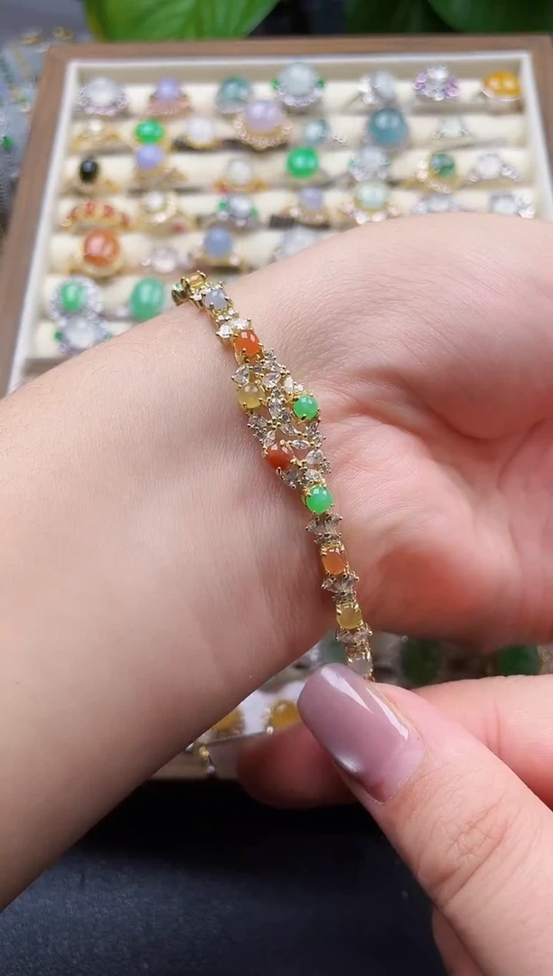 银S925镶嵌手链翡翠167