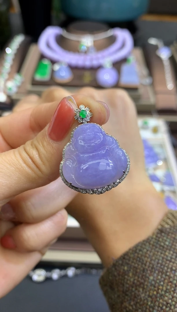 【闪购商品】翡翠挂件18K金镶嵌翡翠A货