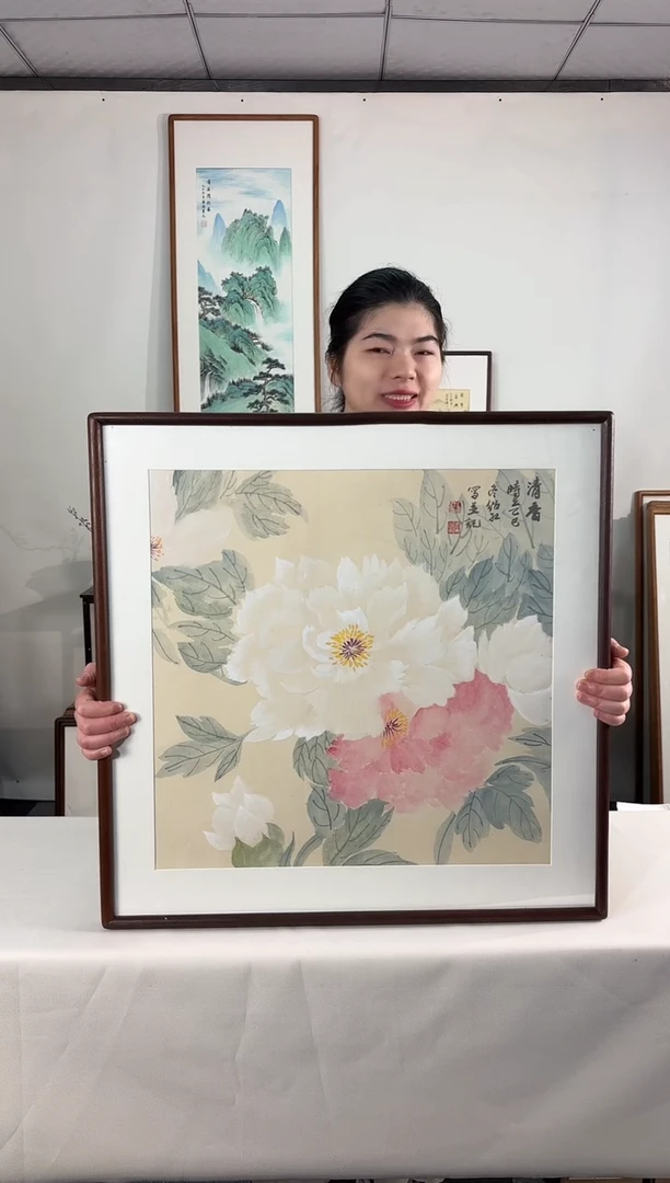 国画手绘*清香（牡丹）*62*62cm