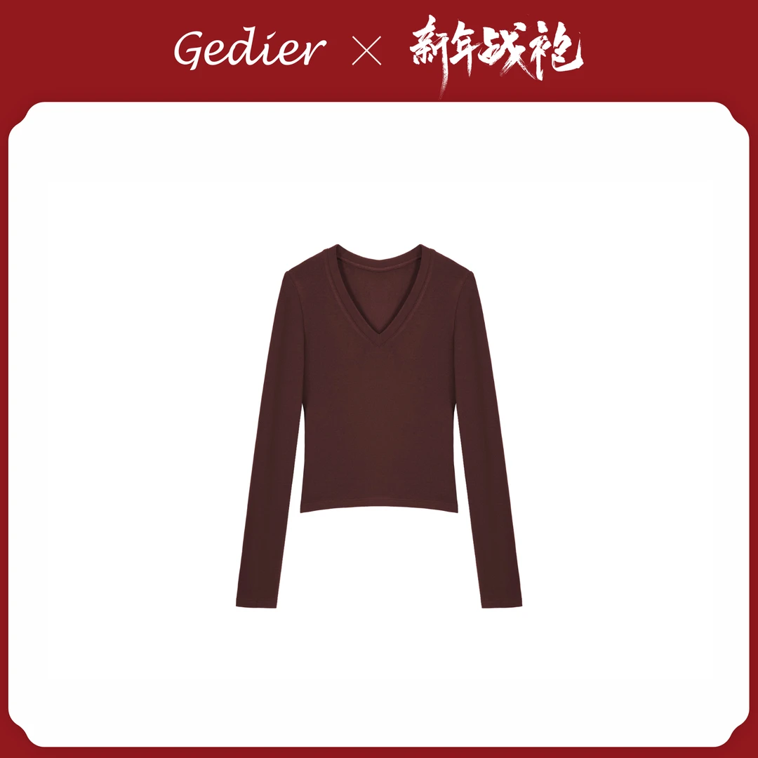 【歌蒂尔Gedier】 女士冬季V领修身T恤 TGF50055Y