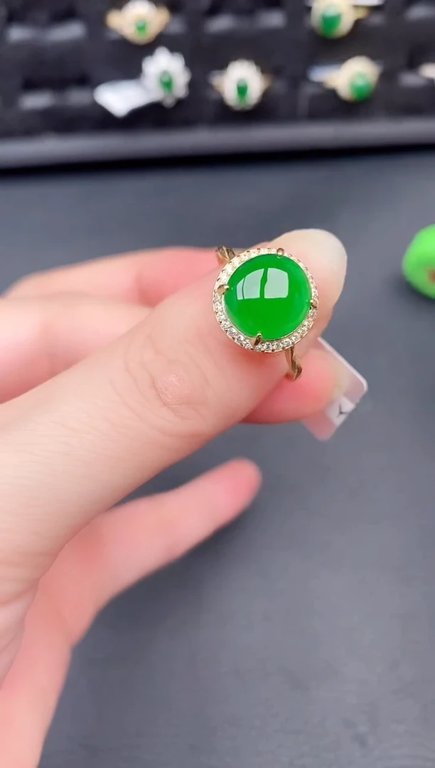 银S925镶嵌戒指翡翠天然a货翡翠152