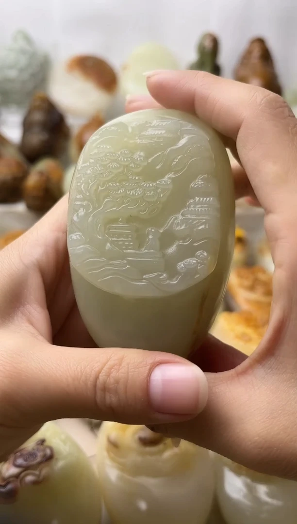 石材古青石棉纹正常不退换山水微瑕