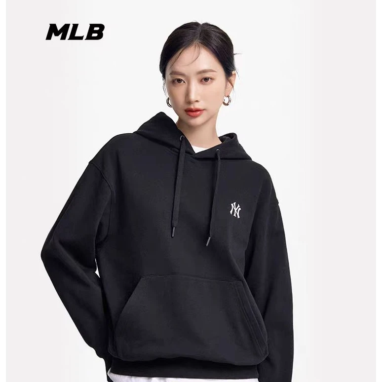 MLB韩国正品男女情侣纯色连帽刺绣小logo休闲宽松卫衣25春季新款