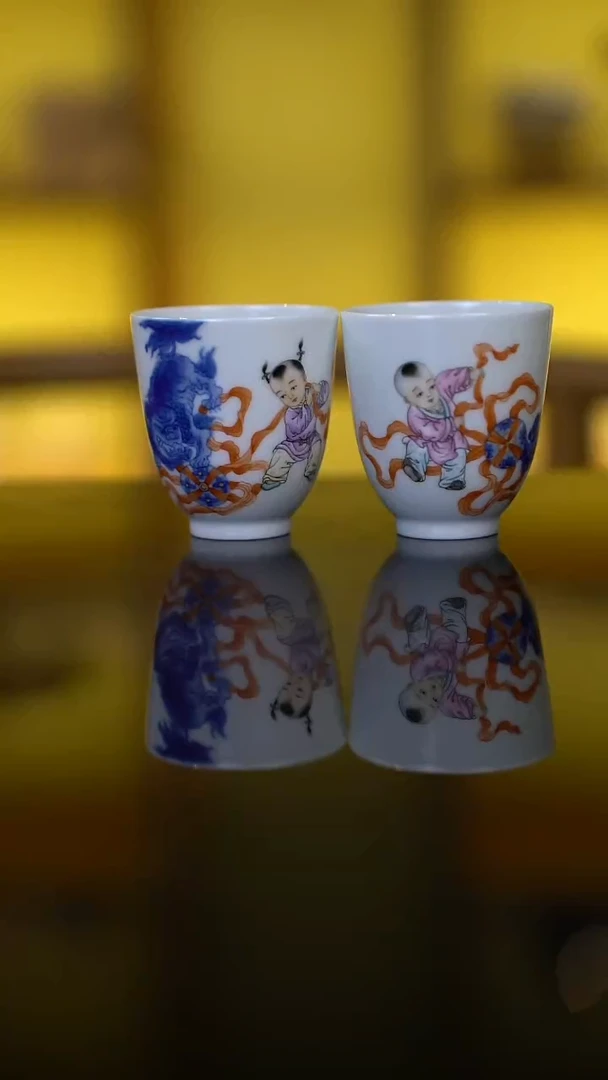 瓷一儒堂-童子对杯