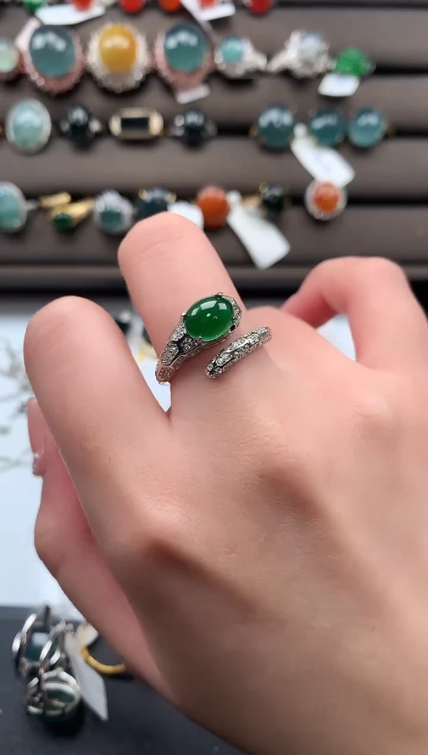 【闪购商品】翡翠戒指银S925镶嵌52141