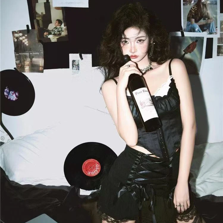 【3号链接】性感辣妹吊带裙蕾丝纯欲复古制服睡裙