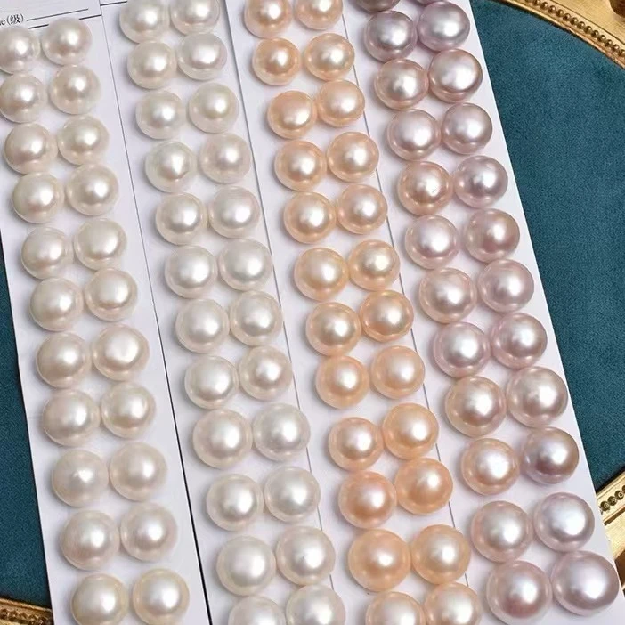 无核面包型珍珠（10-15mm）百搭简约款耳钉耳饰（多样性发其一)