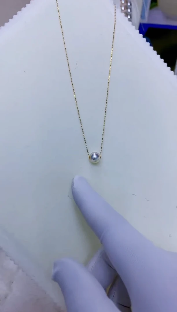 18K金镶嵌海水珍珠商品7-8路路通不含金链