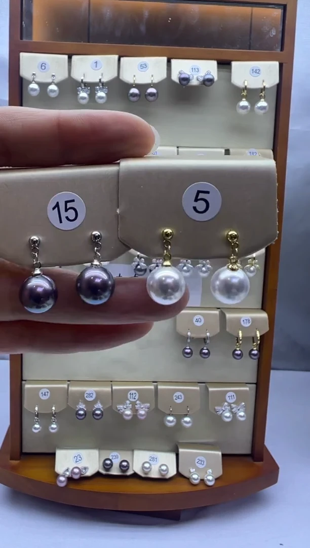 未镶嵌耳饰淡水珍珠5+15