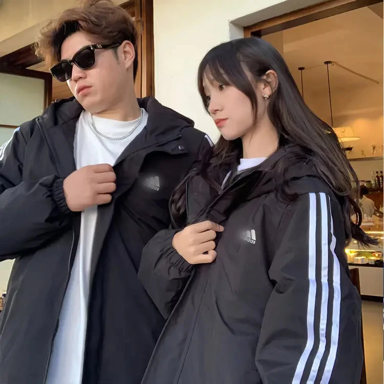 O8冬季长袖运动棉衣情侣棉服冬季连帽加厚运动棉服发热石墨烯棉衣