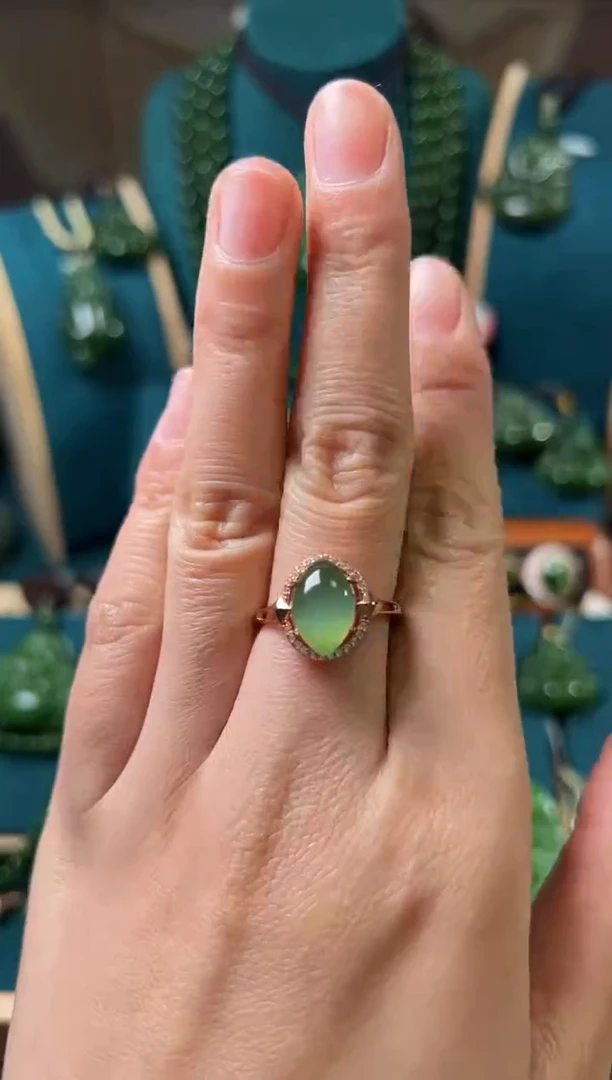 【闪购商品】和田玉（碧玉）戒指银S925镶嵌碧玉