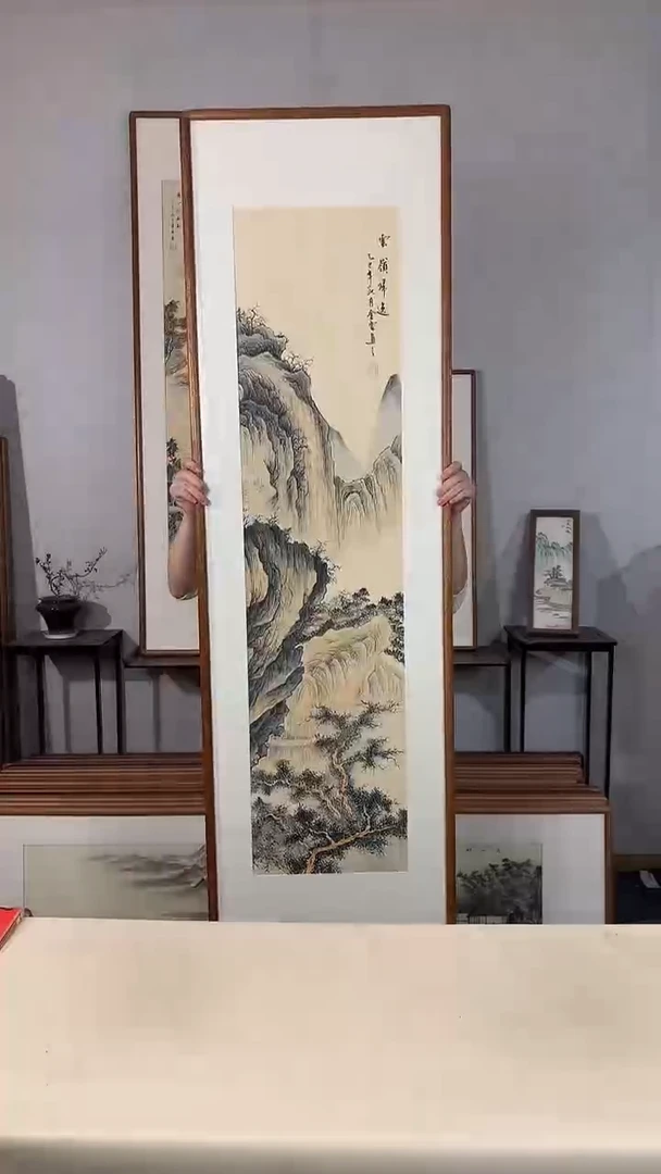 国画手绘*云岭归逸*52*172cm带框发货