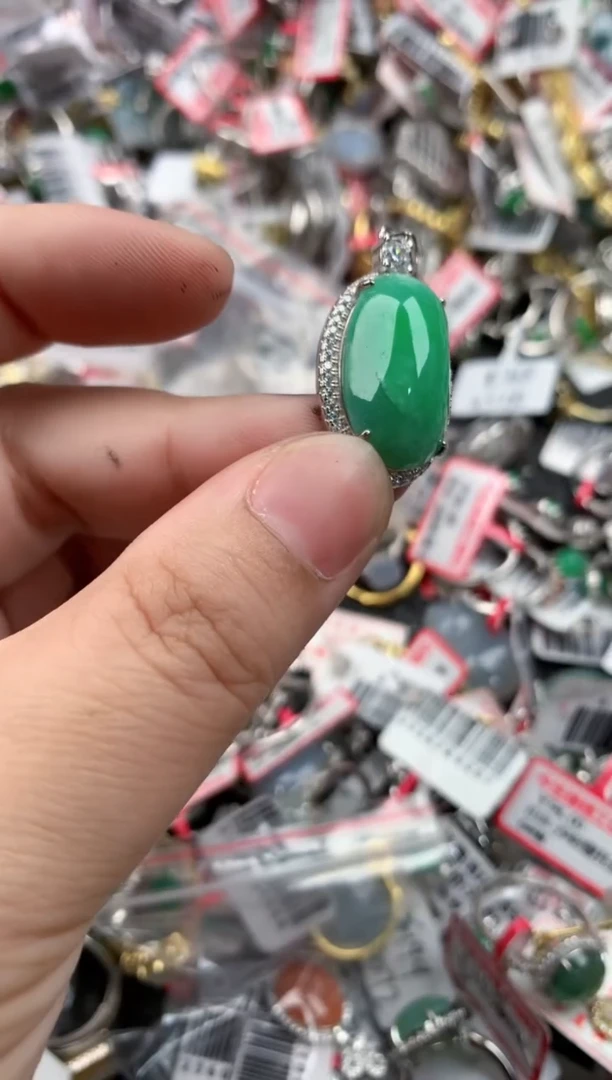 银S925镶嵌戒指翡翠555   9