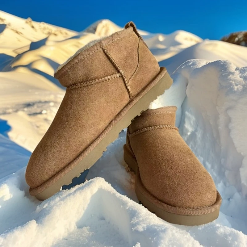 6109羊皮皮毛一体雪地靴女  1.5CM厚底冬季毛毛短靴保暖鞋