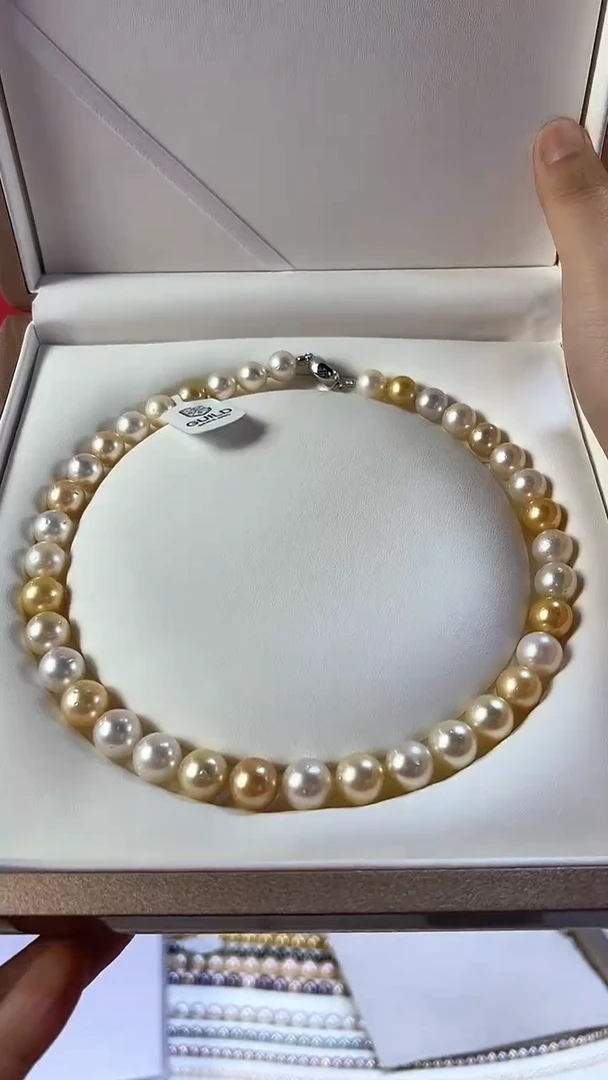 【闪购商品】海水珍珠混彩未镶嵌银彩金混彩全珠链