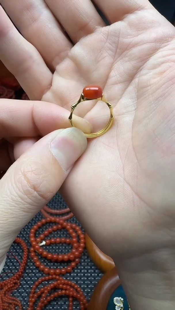 【闪购商品】南红玛瑙戒指银S925镶嵌南红戒指 s925银镶嵌