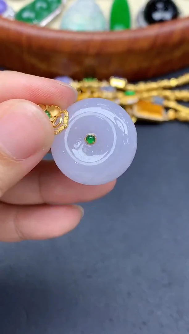 颈饰18K金镶嵌翡翠417-中国好珍宝