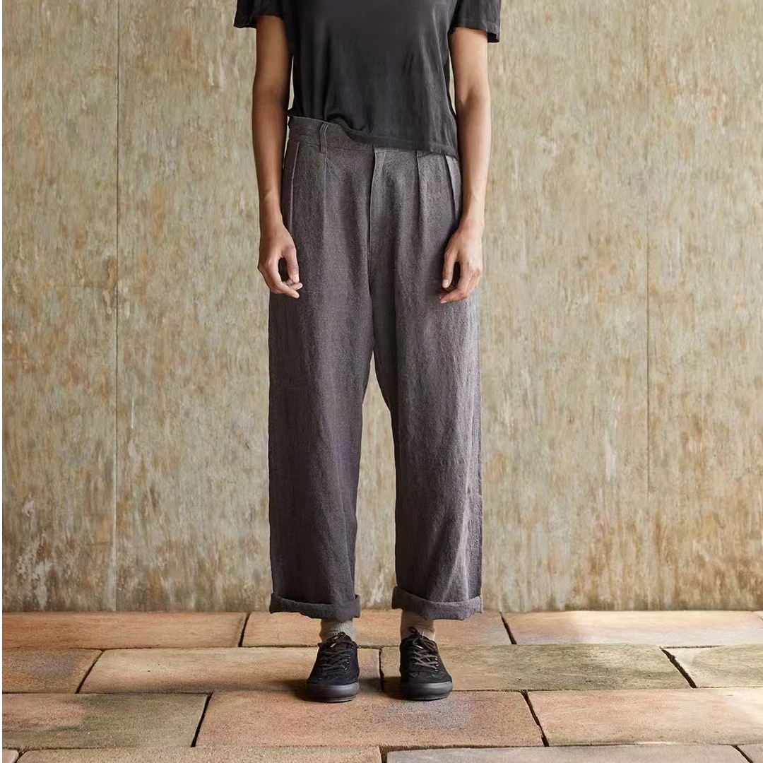 25SS3034休闲长裤舒适时尚百搭夏季复古宽松纯色做旧