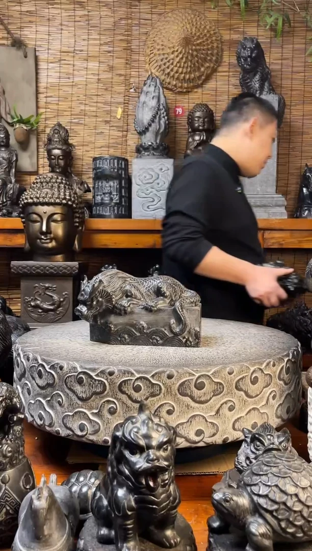 石材24吸水兽底座一体天然青石雕刻
