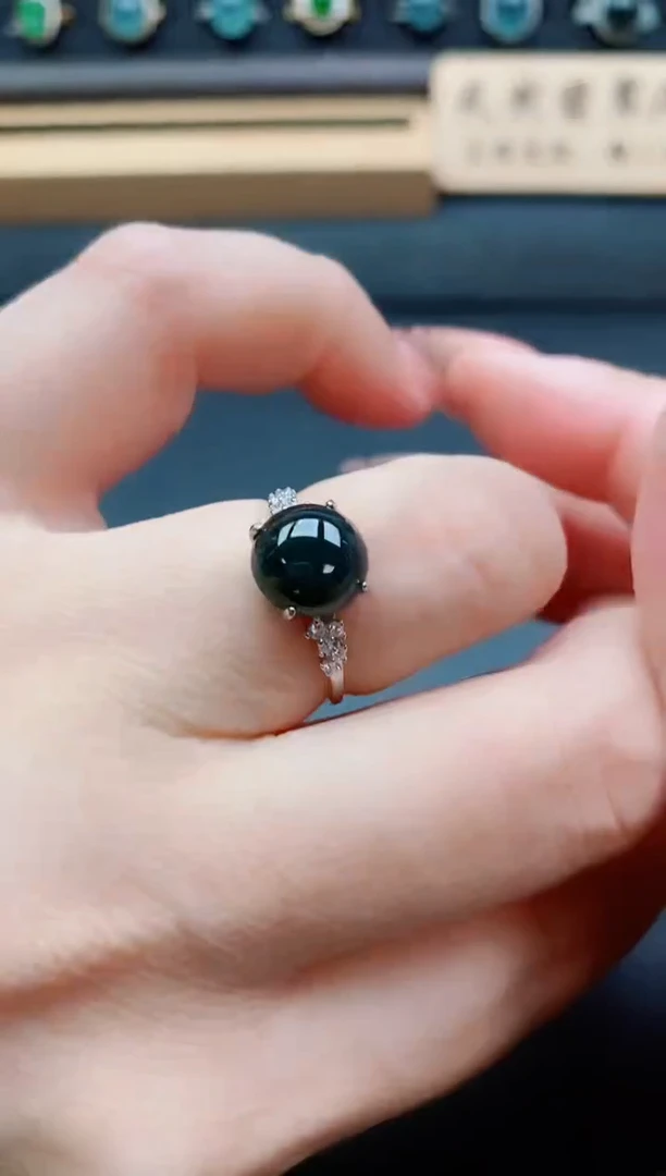 银S925镶嵌戒指翡翠1