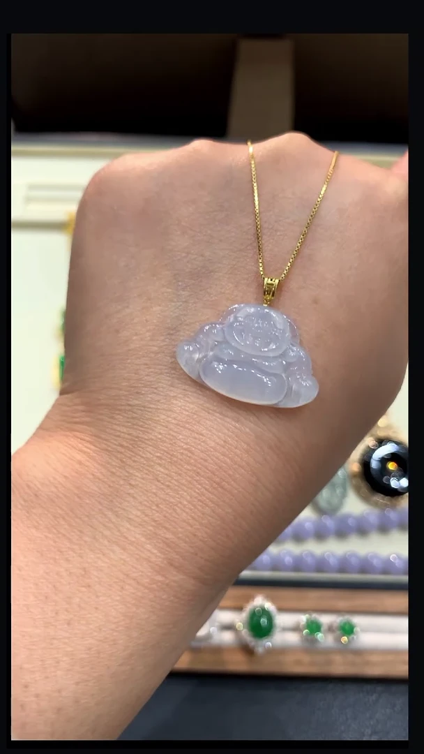 吊坠(不含链)18K金镶嵌翡翠吊坠3