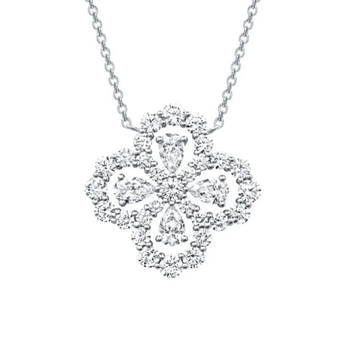 19.5宽大号镂空四叶草项链 CZ (定制品质48小时鉴赏期）