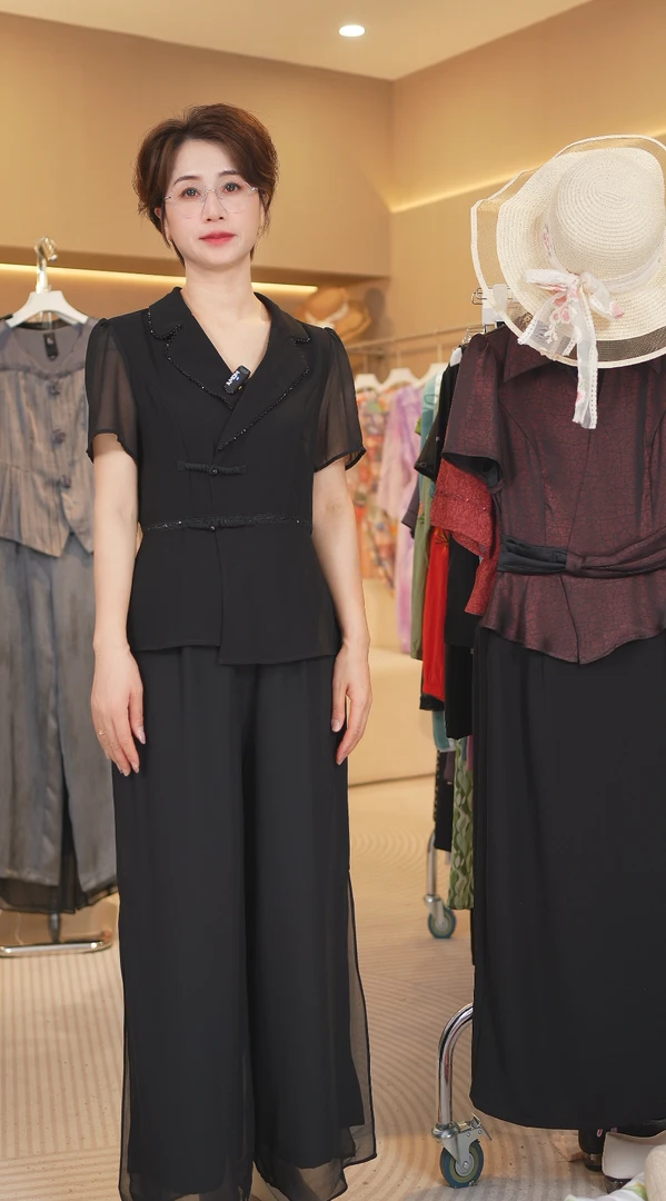 M0757 夏装两件套2025年时尚新款中国风休闲气质显瘦轻奢妈妈装女