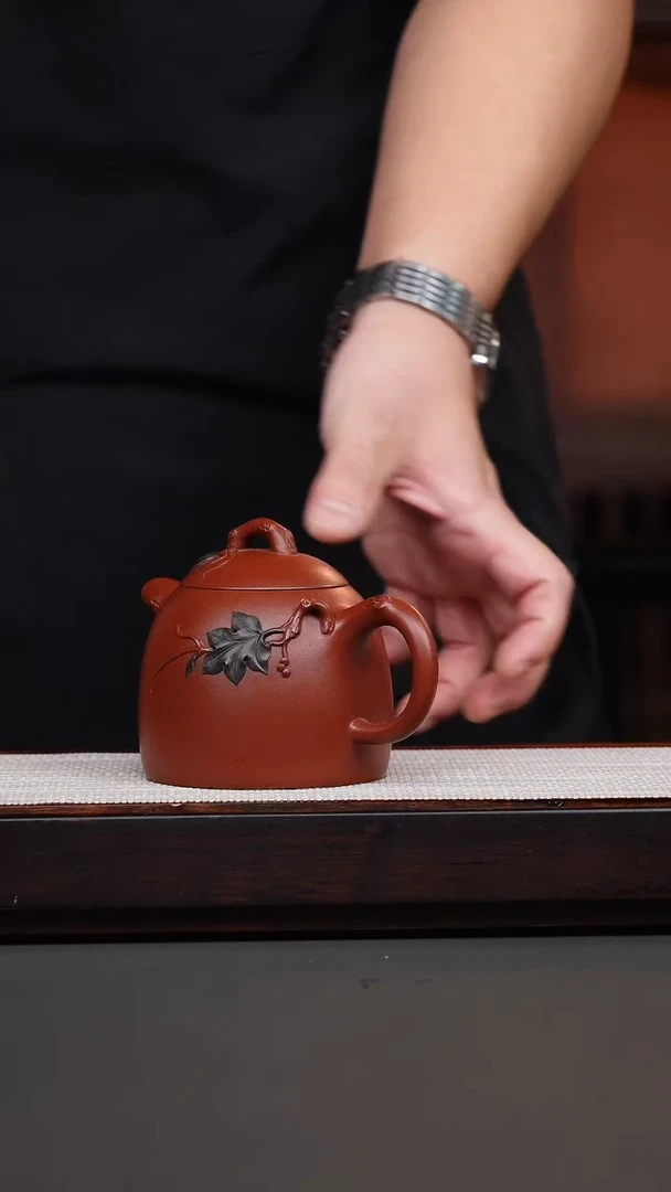 茶壶紫砂朱泥树叶秦权