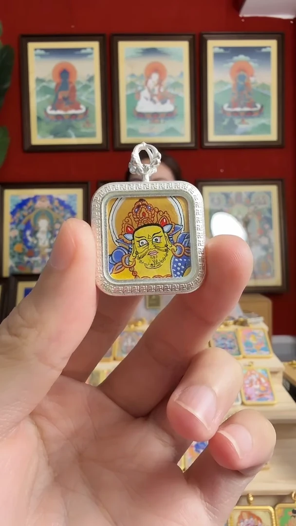 吊坠黄C-热贡纯手绘唐卡