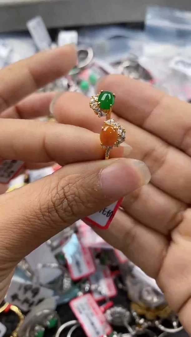 银S925镶嵌戒指翡翠7777              3