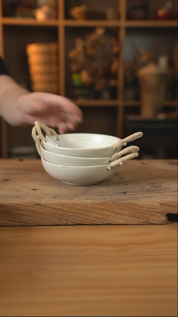 104微瑕的6英寸麻绳螺纹小提篮颜色随机1个