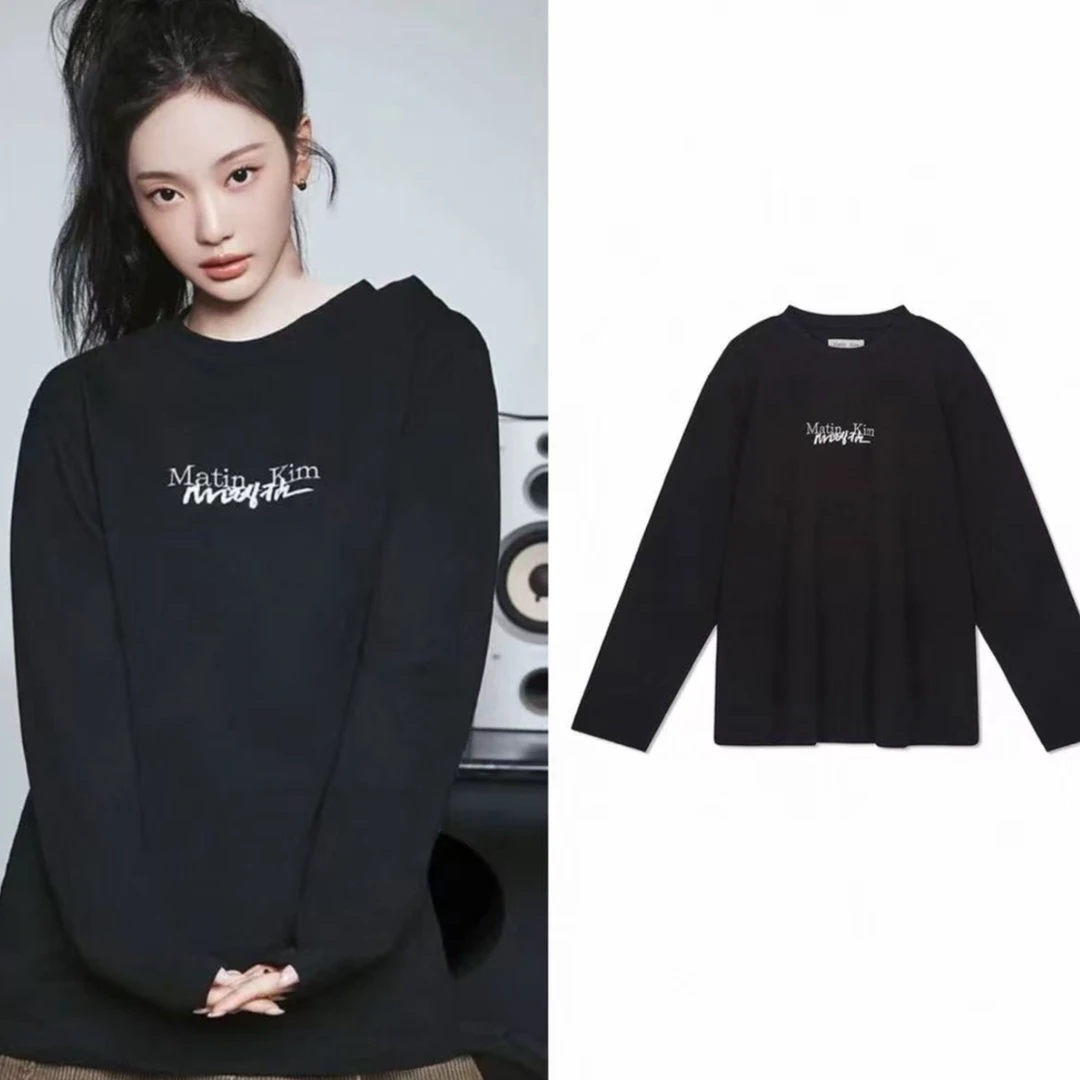 YD-韩系！mk三色字母印花打底衫25秋冬宽松版长袖上衣T恤