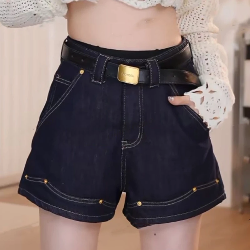 ins风甜美舒适百搭牛仔裤女2025春夏韩系温柔风高腰牛仔短裤女士