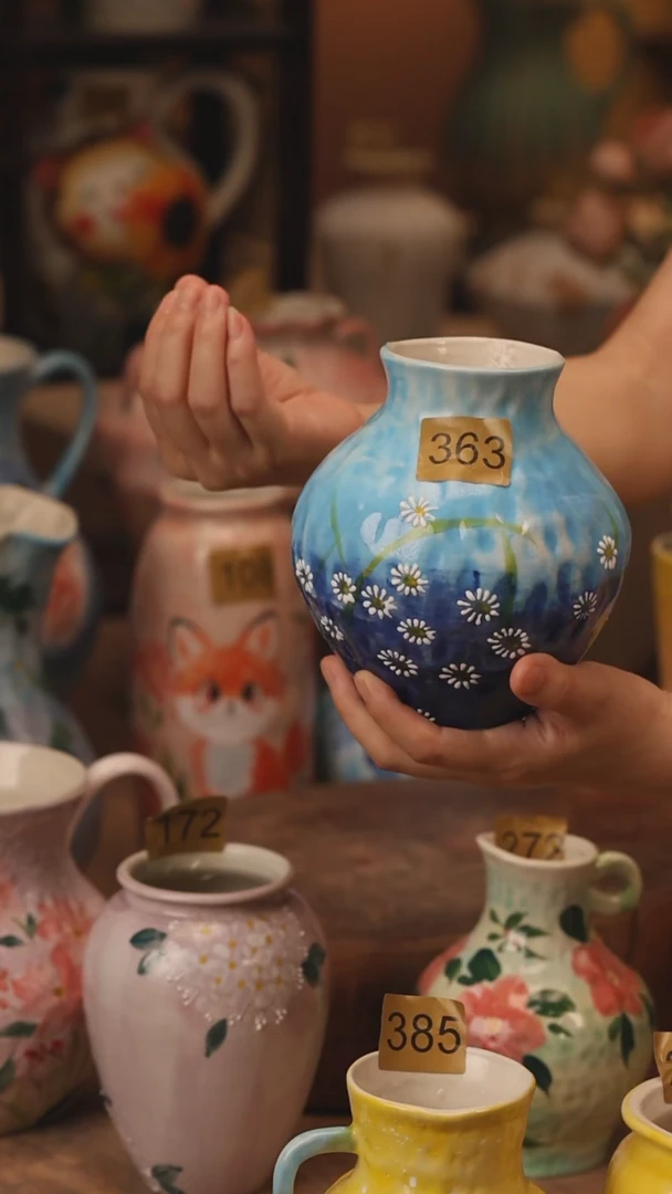 陶瓷363景德镇设计师手作花器摆件侘寂风