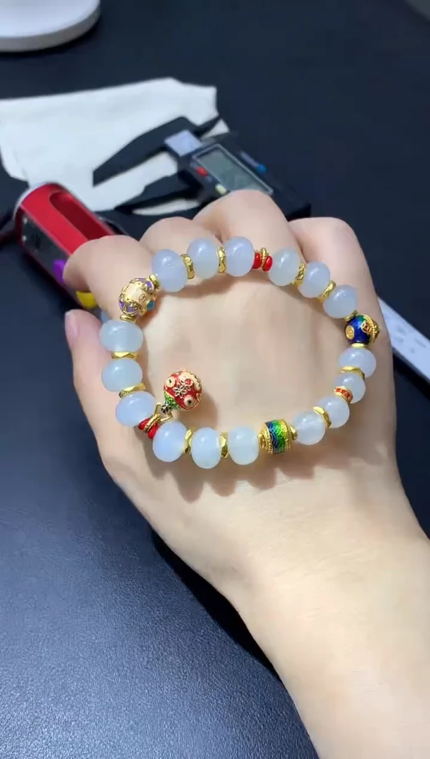 足金镶嵌手链翡翠394-中国好珍宝