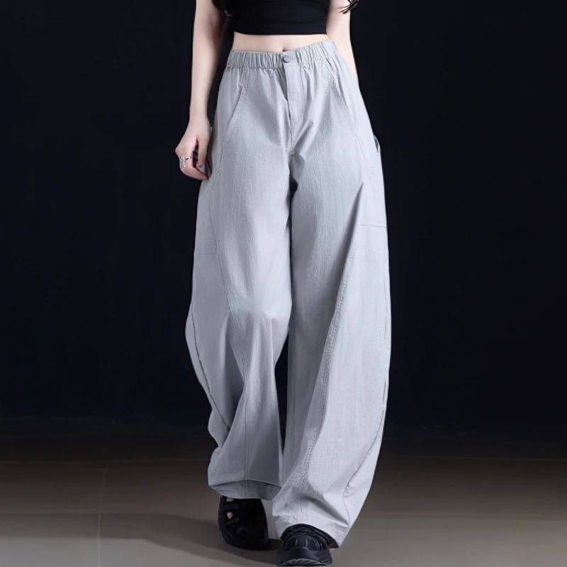 月雾灰弯刀休闲裤女2025新款百搭女裤夏季薄款高腰工装速干防晒裤