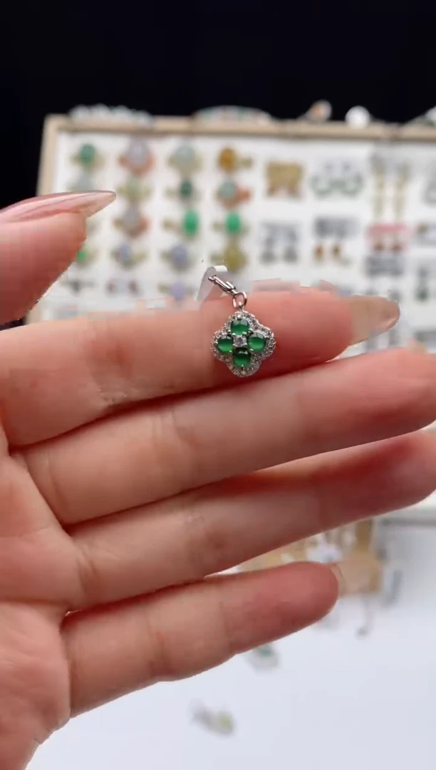 翡翠戒指银S925镶嵌天然A货翡翠