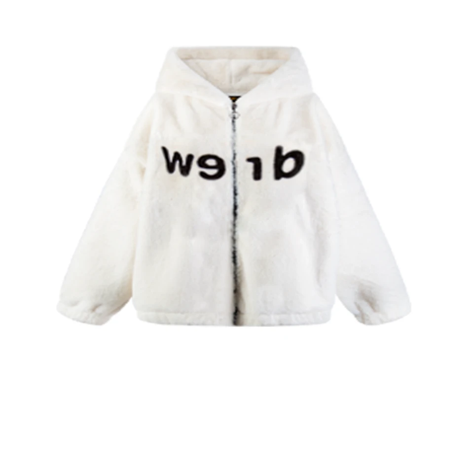 秋冬新款logo绣花仿兔绒外套休闲情侣60008