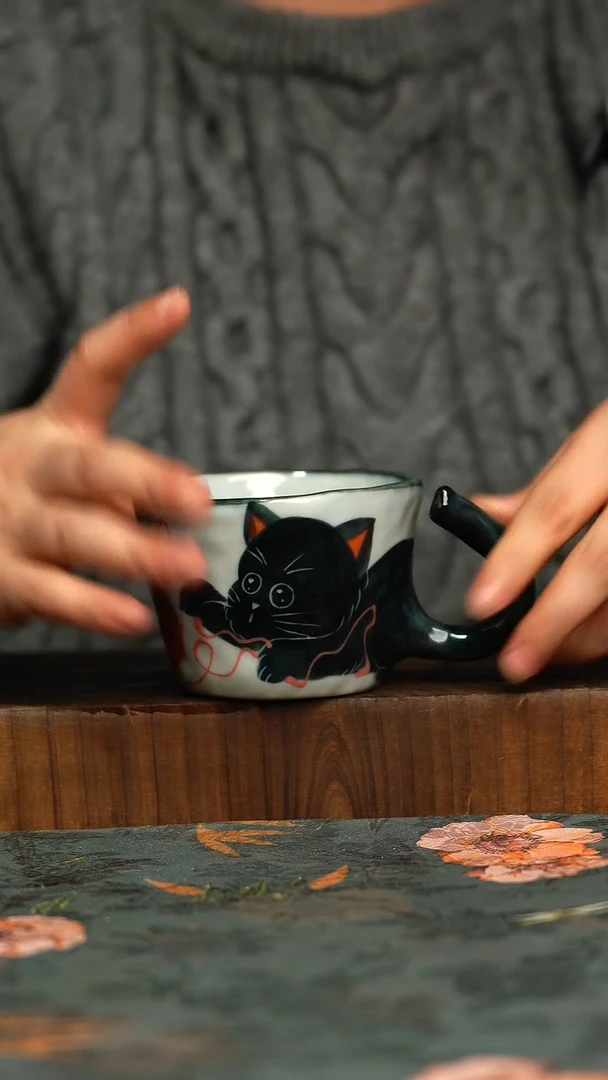 杯釉下彩手工手绘同款陶器