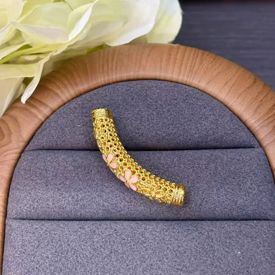 【小鹏黄金】足金999桃花弯管珐琅吊坠 0.92 0.97 0.93 0.95 0.98