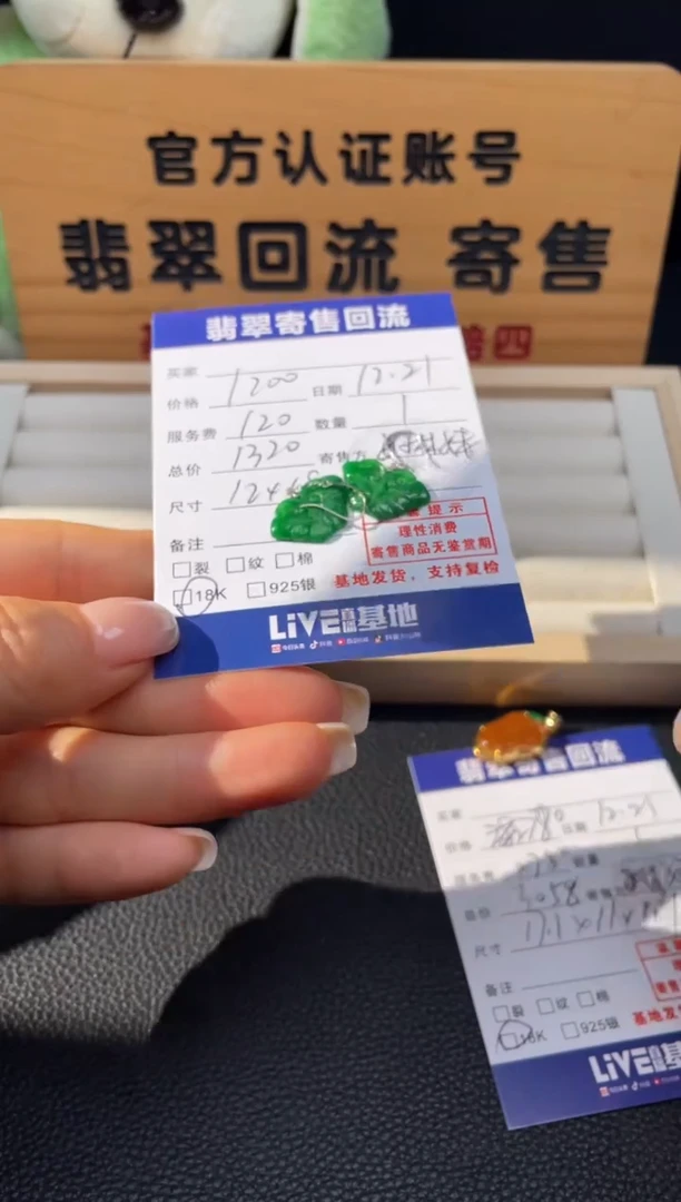 18K金镶嵌翡翠耳饰10152238