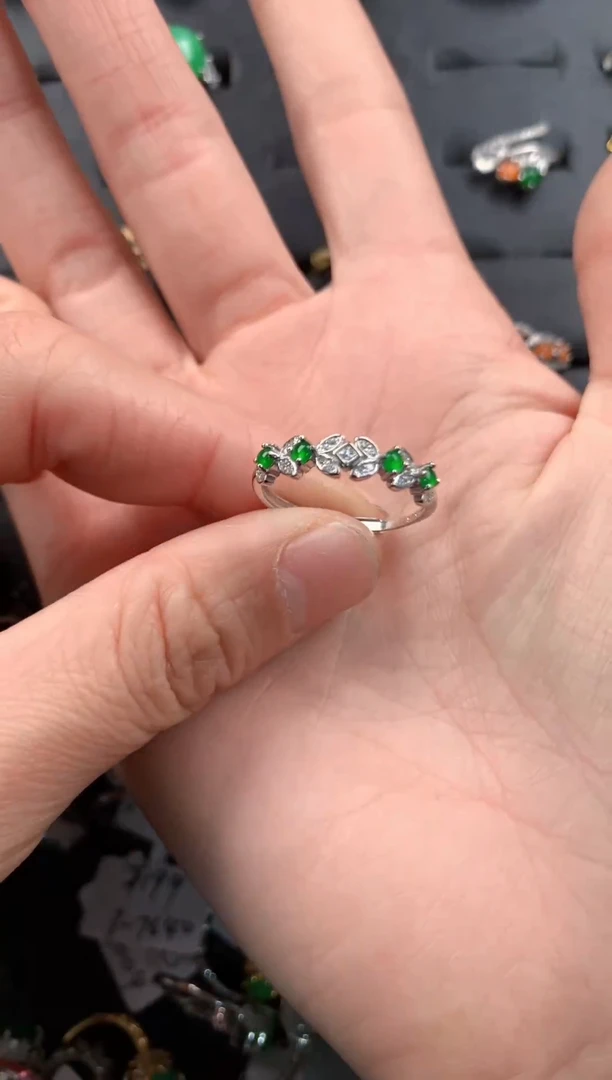 银S925镶嵌戒指翡翠555   9