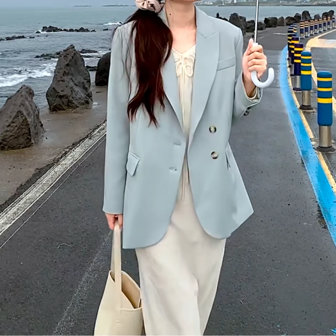 直播间孤品女装外套毛衣衬衫气质网红时尚春季小众宽松双排扣韩版