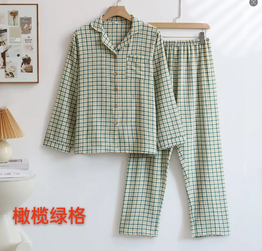 【长袖睡衣】纯棉纱布睡衣