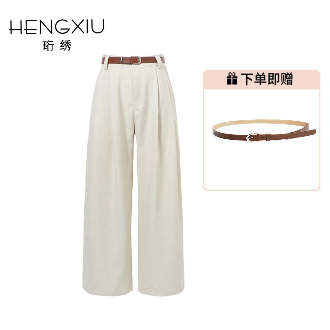 珩绣新款亚麻长裤百搭时尚宽松休闲裤A1PA4170K00-1