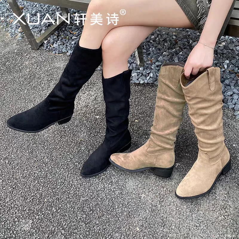 轩美诗2024秋冬新款40040【断码捡漏】尖头方根时尚过冬女瘦瘦长靴